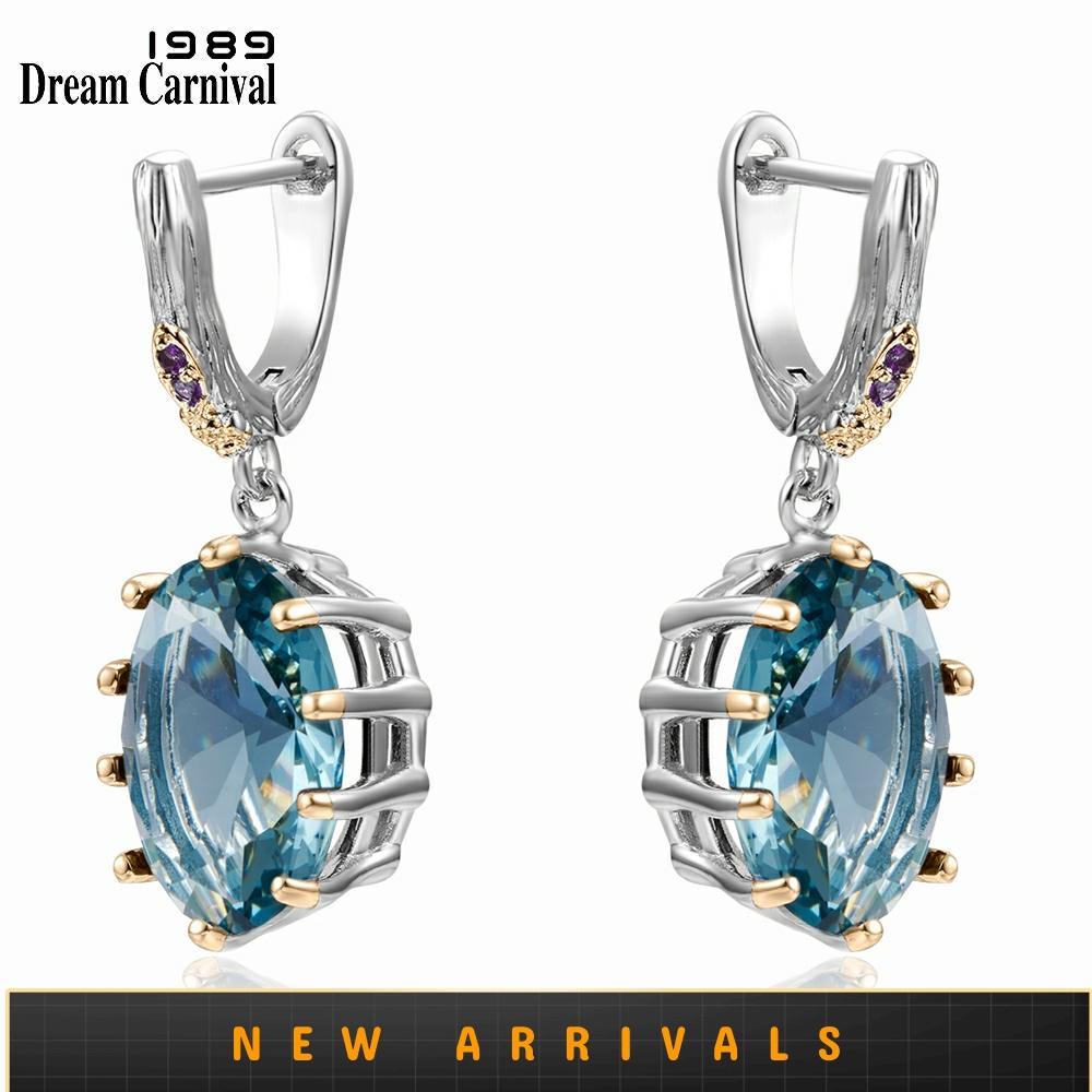 DreamCarnival1989 Big Blue Drop Earrings for Women Delicate Cut Dazzling Zircon White Gold Plated Bridal Gothic Jewelry WE4034BL ► Photo 1/6