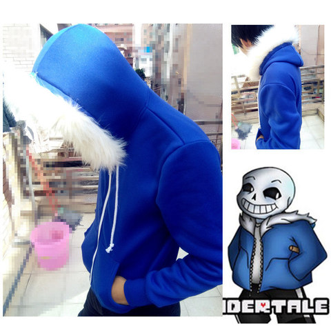 Sans Undertale Cosplay Hoodies Latex Mask FRESH SKELETON jacket sans plus velvet hooded zipper sweater 2022 Halloween Costume ► Photo 1/6