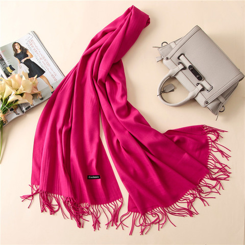 Women solid color cashmere scarves with tassel lady spring and winter thin scarf high quality female shawl hot sale hijab scarf ► Photo 1/6