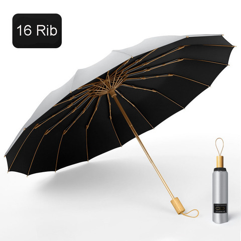 16-Rib Portable Folding Umbrella Titanium Silver Sunny Umbrella For Travel Sunshade Super Sunscreen Anti-Ultraviolet UPF50+ ► Photo 1/6