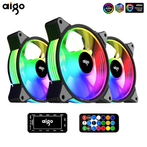 Aigo AR12 pc computer 120mm Case Fan RGB Heatsink aura sync SATA interface 12cm Cooler argb Silent fan controller fan cooling ► Photo 1/6