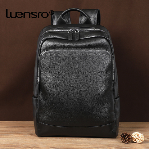 2022 New Natural Cowskin 100% Genuine Leather Men's Backpack Fashion Large Capacity Shoolbag For Boy Leather Laptop Backpack Bag ► Photo 1/6