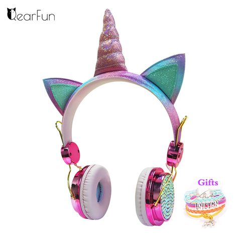 Cute Unicorn Wired Headphone With Microphone Girls Daugther Music Stereo Earphone Computer Mobile Phone Gamer Headset Kids Gift ► Photo 1/6