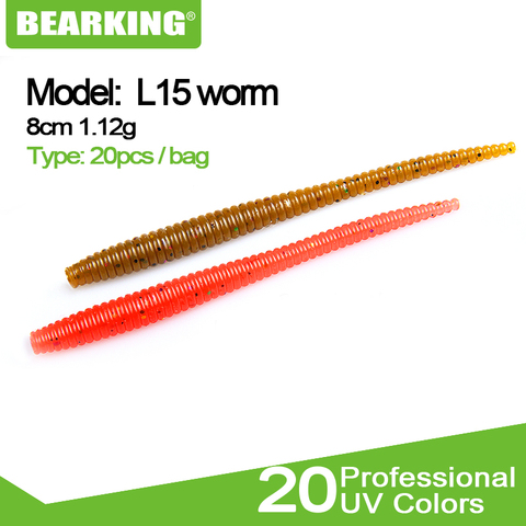 BEARKING 2022 worm Soft Lures 8cm 1.12g 20pcs/bag Fishing Artificial Silicone Bass Pike Minnow Swimbait Jigging Plastic Baits ► Photo 1/6