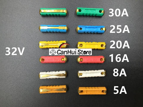 100pcs Cylindrical 32V car fuse Car insurance electric wood fuse tube 5A 8A 16A 20A 25A 30A ► Photo 1/5