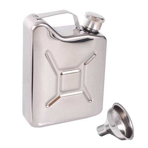 Jerrycan Hip Flask Steel 5 oz Funnel Outdoor Portable Petrol Cans Metal Fuel Gasoline Whisky Vodka Hip Flask Men's Gift ► Photo 1/1