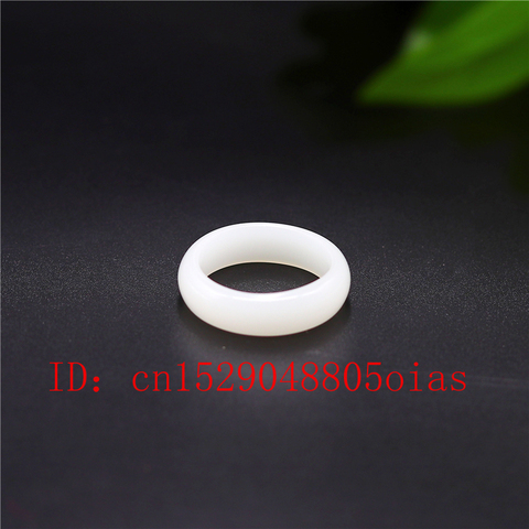 Natural White Hetian Jade Ring Chinese Jadeite Amulet Fashion Charm Jewelry Hand Carved Crafts Gifts for Women Men ► Photo 1/4