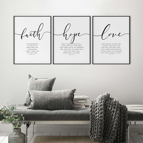 Bible Verse Poster and Prints Faith Hope Love Wall art Print Christian Quotes Canvas Painting Living Room Posters on the Wall ► Photo 1/6