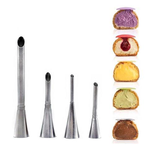 4Pcs Eclairs Puff Nozzle Cupcake Injector Pastry Syringe Cream Piping Tip Nozzles Kit Cake Dessert Confectionery Equipment Tools ► Photo 1/6