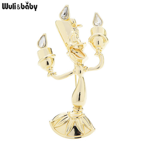 Wuli&baby Metal Candleholder Brooches Women Unisex Cartoon Candlestick Brooch Pins Jewelry Accessories Gifts ► Photo 1/3