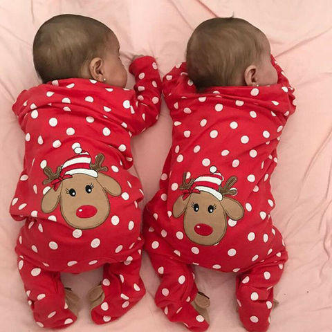 0-18M My First Christmas Baby Boy Girl Rompers Newborn Infant Baby Cartoon Deer Red Jumpsuit Playsuit Xmas Baby Costumes ► Photo 1/5