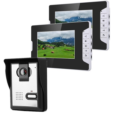 7 Inch Video Door Phone Doorbell Intercom Kit 1-camera 2-monitor Night Vision with 700TVL Camera ► Photo 1/6