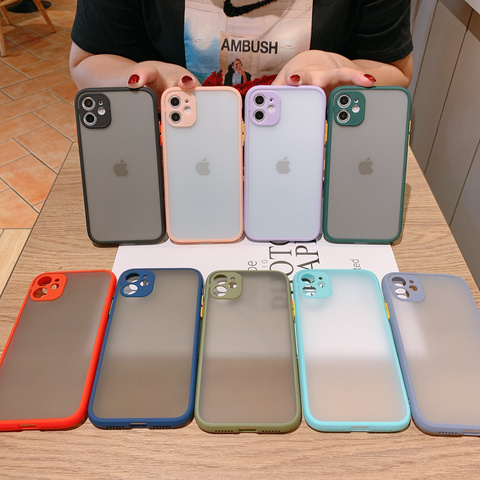Macarons Color Bumper Matte Transparent Case for iPhone 11 Pro Max 6 6S 7 8 Plus SE 2022 Protective Cover for iPhone X Xs Max XR ► Photo 1/6