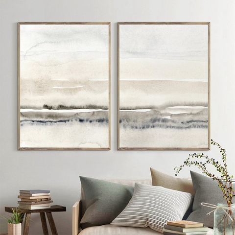 Beige and Grey Canvas Paintings Abstract Watercolor Posters and Prints Modern Minimalist Wall Art Pictures for Living Room Decor ► Photo 1/6