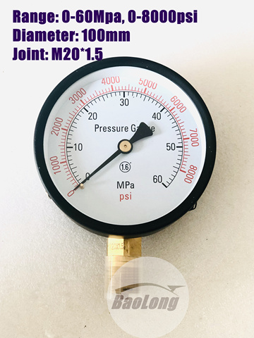 0-60Mpa Pressure Gauge for S60h Diesel Injector Nozzle Tester, 0-8000Psi Pressure Meter Testing Tool ► Photo 1/6