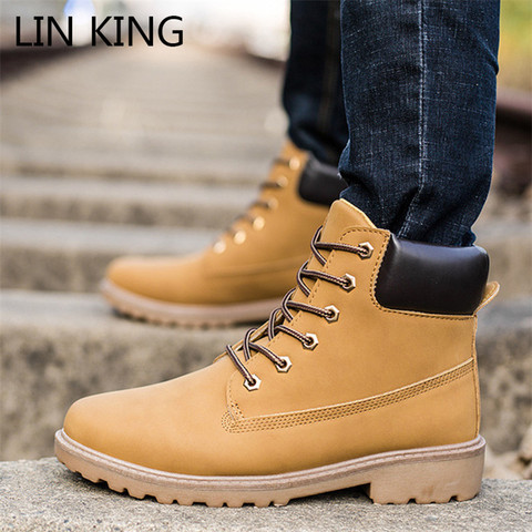 LIN KING Winter Men Boots Outdoor Snow Ankle Boots Male Lace Up Anti-slip Booties Unisex Sneakers Plus Size 46 Zapatos De Hombre ► Photo 1/6