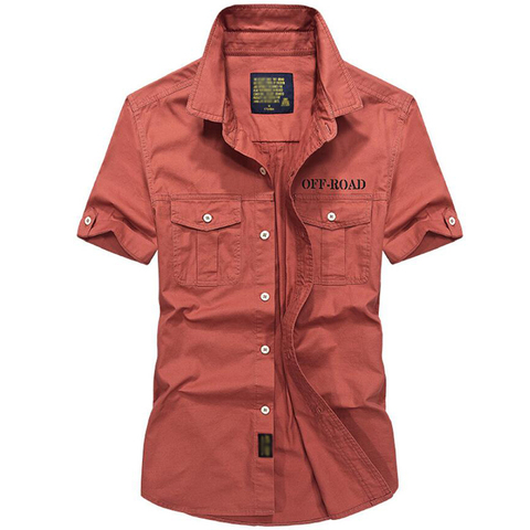 Military Shirt Men Casual 100% Cotton Short Sleeve Army Shirts Camisa Masculina Social Shirt Mens Fashion Outwear Summer Clothes ► Photo 1/6