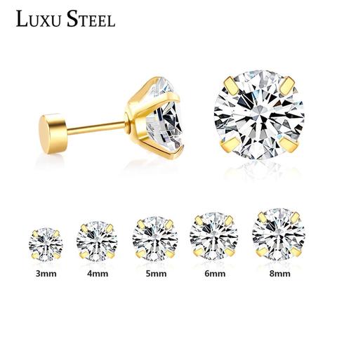 LUXUSTEEL 1pairs Sale Safety Pin Earrings Stainless Steel Round CZ Stud Earring Fashion Jewelry Brinco Baby Girl Christmas ► Photo 1/6