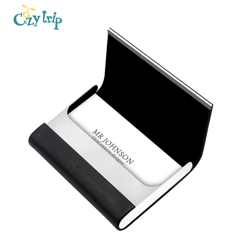 Luxury PU Leather Business Card Holder with Magnetic Buckle Slim Pocket Name Card Holder Stainless Steel Credit Card ID Case ► Photo 1/6
