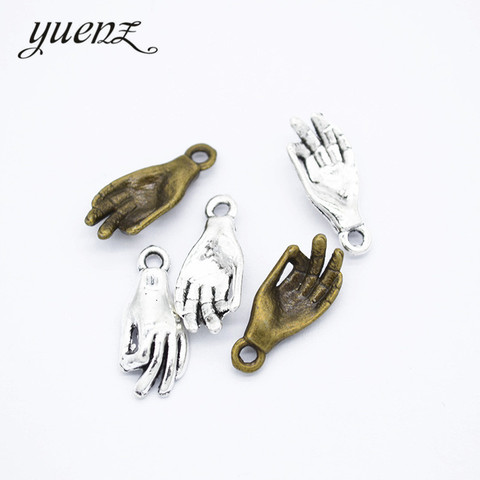 YuenZ 30pcs Antique silver color alloy Metal hand pendant Charms for Jewelry Making Diy Handmade Jewelry 16*7mm I1109 ► Photo 1/3