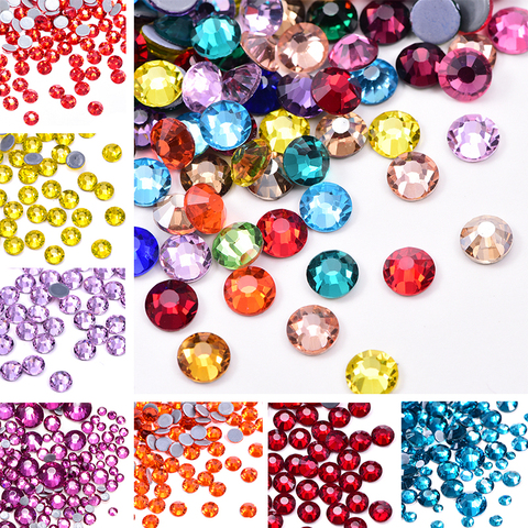 Many Colors Hotfix Rhinestones Mix Size Iron-on Rhinestone Glass Stone Strass стразы Hot Fix Rhinestones For Garment B3927 ► Photo 1/6