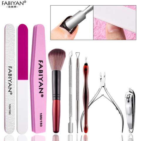 Manicure Set Cuticle Pusher Clippers Nail Art Files Buffer Sanding Tool Cleaning Brush Scissors Dead Skin Remover Dotting Pen ► Photo 1/6