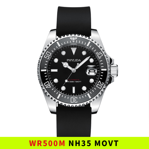 500M Water Resistant 43.5mm Men's Sport Diver Watch NH35 Automatic Sapphire Stainless Steel 50Bar Wristwatch ► Photo 1/5