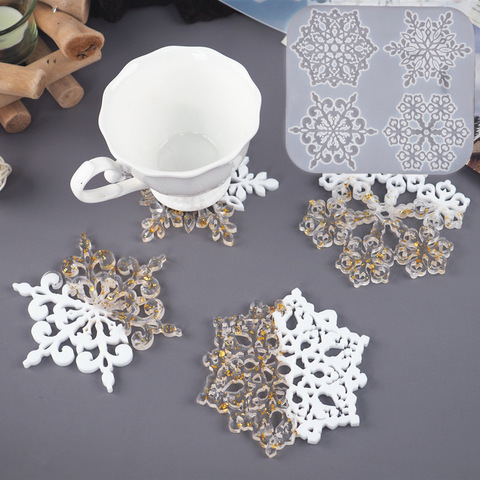 Crystal Epoxy Resin Mold Handmade Snowflake Coaster Silicone Mold Petal Lace Coaster Silicone Mold For Resin ► Photo 1/6