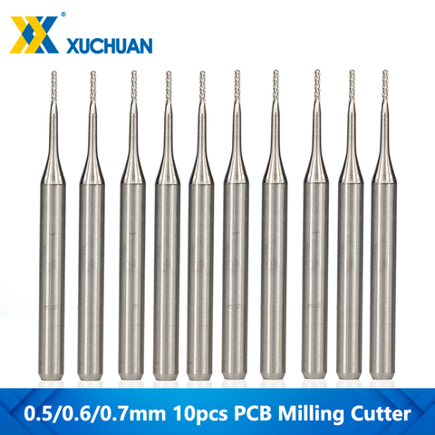 10pcs 0.5-0.7mm PCB Machine End Mill Set CNC Machine Router Bit Carbide PCB Milling Cutter ► Photo 1/6