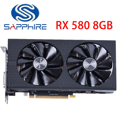 SAPPHIRE RX580 8GB Graphics Cards 256Bit GDDR5 Video Card for AMD RX 500 series RX 580 8GB Cards DisplayPort HDMI DVI Used ► Photo 1/5