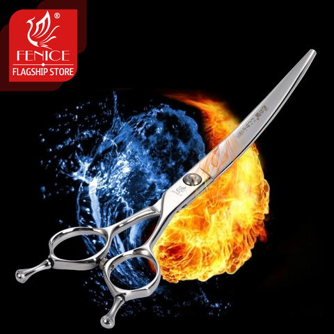 Fenice Prfessional ATS3147 steel 7.0 Inch Up and Down Curved Scissors Pet Dog Grooming Scissors Shears Pet Scissors ► Photo 1/6