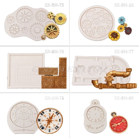 Steampunk Style Clock and Watch Wheel Cogs Gears Collection Silicone Mold Drop Shipping ► Photo 1/6