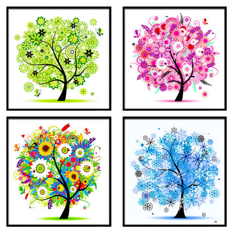 Explosion 5D DIY Diamond Painting Four Season Tree Diamond Embroidery Mosaic Sticker Cross Stitch Home Decoration Christmas Gift ► Photo 1/6