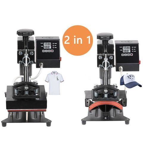 2 in 1 Digital Double Display Cap Heat Press Machine 15x15CM Logo Printer DIY Sublimation Printer Label Printing Machine ► Photo 1/5