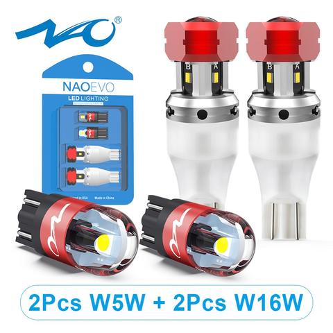 NAO T10 W5W W16W LED 2000Lm 8W T15 921 T16 Back Up Light 5W5 WY5W 912 912 4SMD CSP Chips Top Len High Power White Reverse Lamp ► Photo 1/6