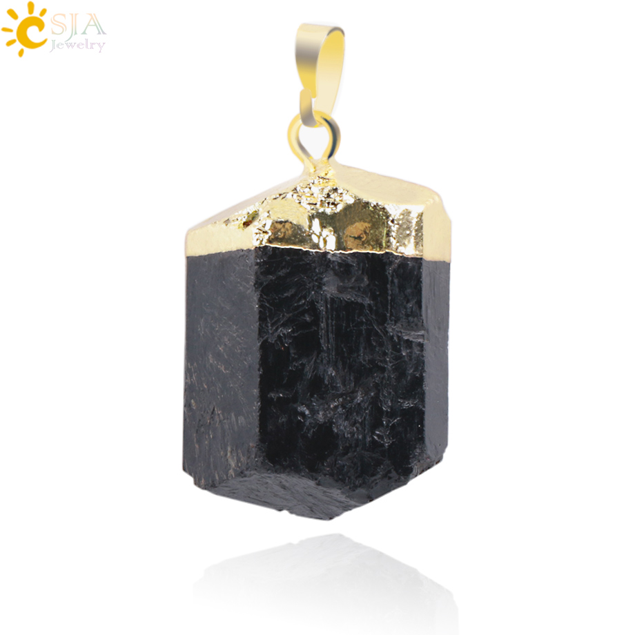 Black tourmaline Necklace Natural Black Tourmaline Natural Stone Pendants Reiki Bead Pendant Black Stone Necklace