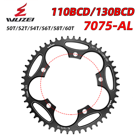 WUZEI Road bike Round Narrow Wide Sprockets 110/130 BCD 50/52/54/56/58/60T Chainwheel folding bicycle crankset Tooth plate Parts ► Photo 1/6