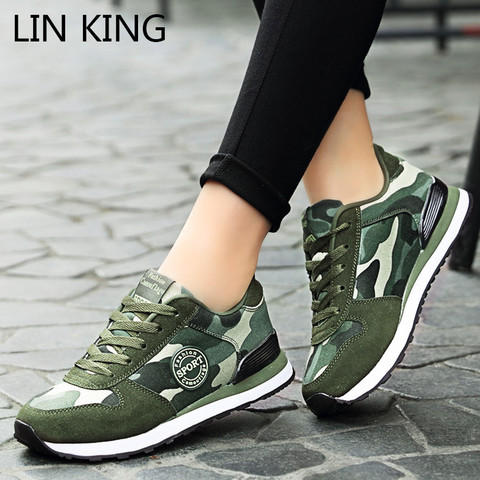 LIN KING Fashion Design Women Vulcanized Shoes Comouflage Unisex Outdoor Casual Sneakers Lace Up Ankle Canvas Shoes Big Size 44 ► Photo 1/6