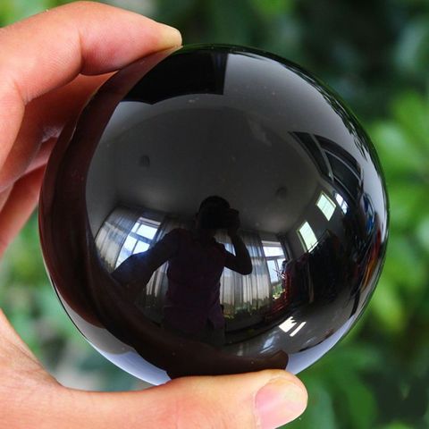 40mm/50mm Crystal Ball Asian Rare Black Obsidian Sphere Crystal Ball Healing Stone Decor Feng Shui ► Photo 1/6