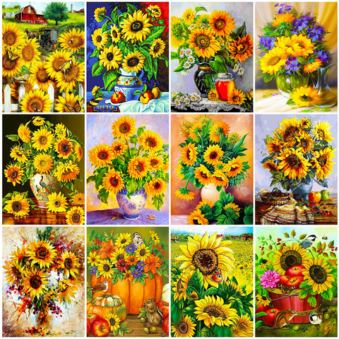 Evershine Diamond Embroidery Sunflowers Cross Stitch 5D Diamond Painting Flower Full Square Rhinestones Mosaic Home Decoration ► Photo 1/6