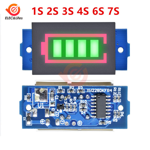 1S 2S 3S 4S 6S 7S Series Li-po Li-ion Lithium Battery Capacity Indicator Module Battery Power Tester Green Display Board Panel ► Photo 1/6