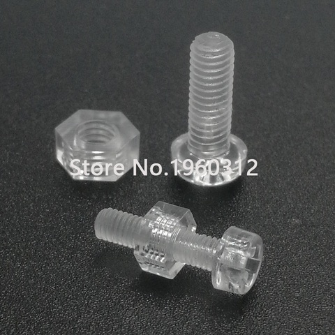 50sets with hex nut and Acrylic Clear transparent Plastic Nylon M3 M4 Round  Pan Phillips Cross  Head Screw Bolt L=6-20 ► Photo 1/4