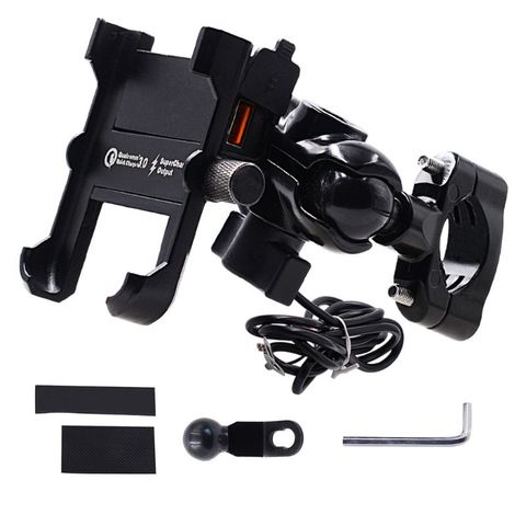 Waterproof Metal Motorcycle Smart Phone Mount with QC 3.0 USB Quick Charger Motorbike Mirror Handlebar Stand Holder for Samsung ► Photo 1/6