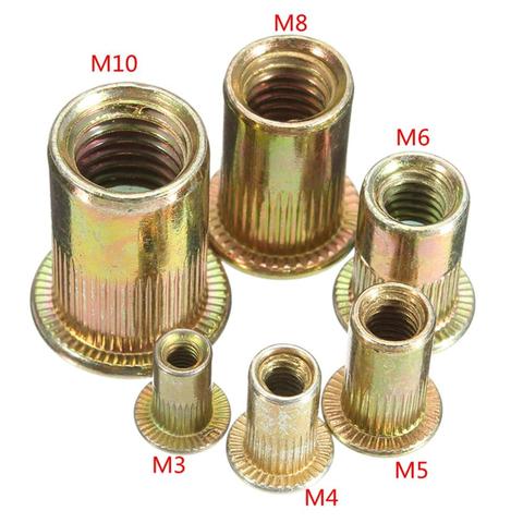 10/20pcs M3 M4 M6 M8 M10 Flat Head Carbon Steel Rivet Nuts  Rivet Nuts Set Nuts Insert Riveting dropping ► Photo 1/6