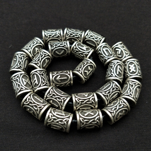 1Pcs Norse Runes Beads For Jewelry Making Diy Metal Crafts Runas Vikingas Jewerly Runic Letter Bead Fit Charm Viking Bracelet ► Photo 1/6