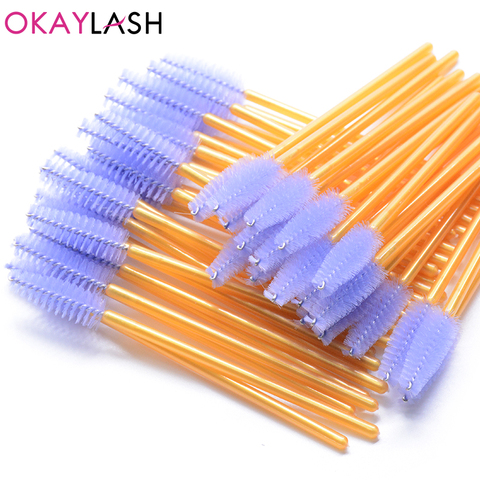 OKAYLASH 25PCS/lot Disposable Colored Eyelash Brush  Gold Pink Greeen Mascara  Wands Apllicators Eye Lash Curling Comb Make UP ► Photo 1/6