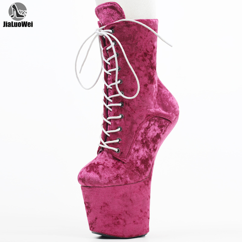 8 inch Faux Fur Lace Up Heelless Platform Ankle pole dance shoes fashion boots ► Photo 1/6