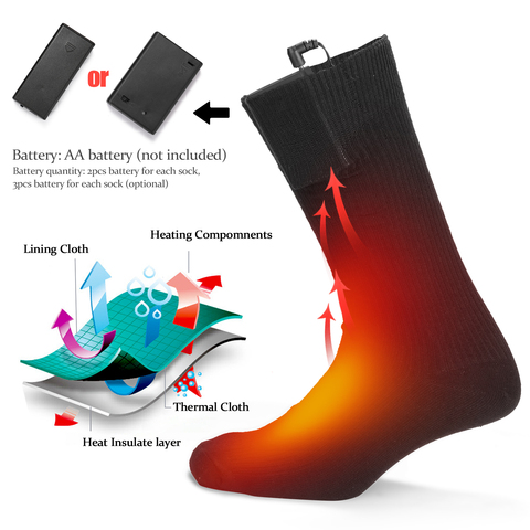 Winter Electric Heating Socks Rechargeable Adjustable Temperature Warm Heated Socks Foot Warmer Unisex Thermal Socks ► Photo 1/6