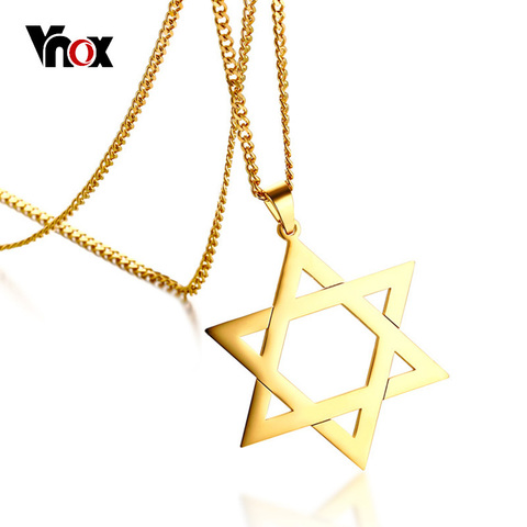 Vnox Trendy Hexagram Pendant Necklace for Man High Quality Stainless Steel Star of David Shape 24