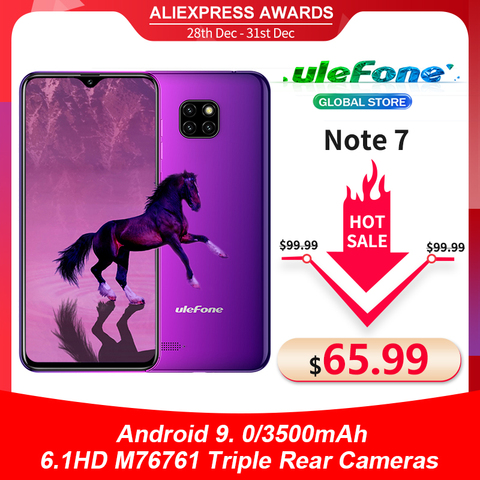 Ulefone Note 7 Smartphone 6.1 inch 1GB RAM 16GB ROM MT6580A Quad Core 3500mAh Face ID Three Rear Cameras Android 9 Mobile Phone ► Photo 1/6